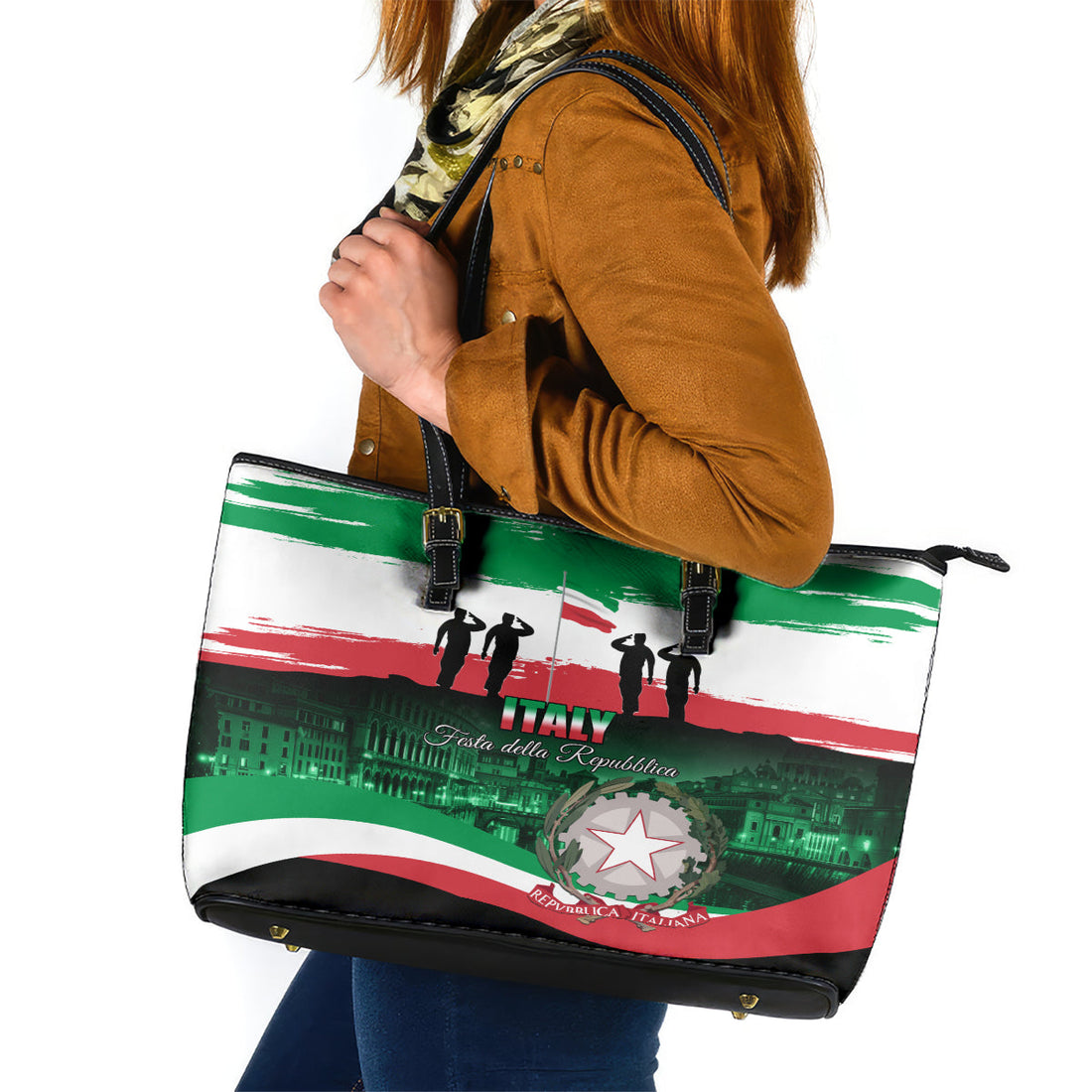Italy Republic Day Leather Tote Bag Festa della Repubblica LT01