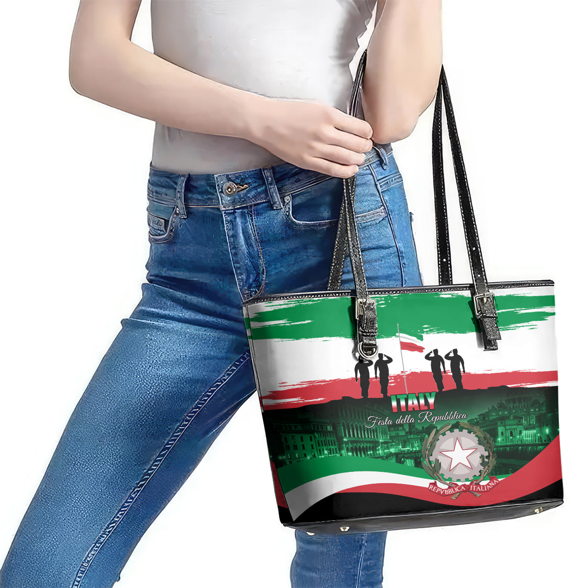 Italy Republic Day Leather Tote Bag Festa della Repubblica LT01