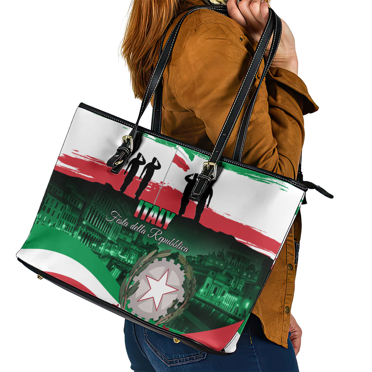 Italy Republic Day Leather Tote Bag Festa della Repubblica LT01