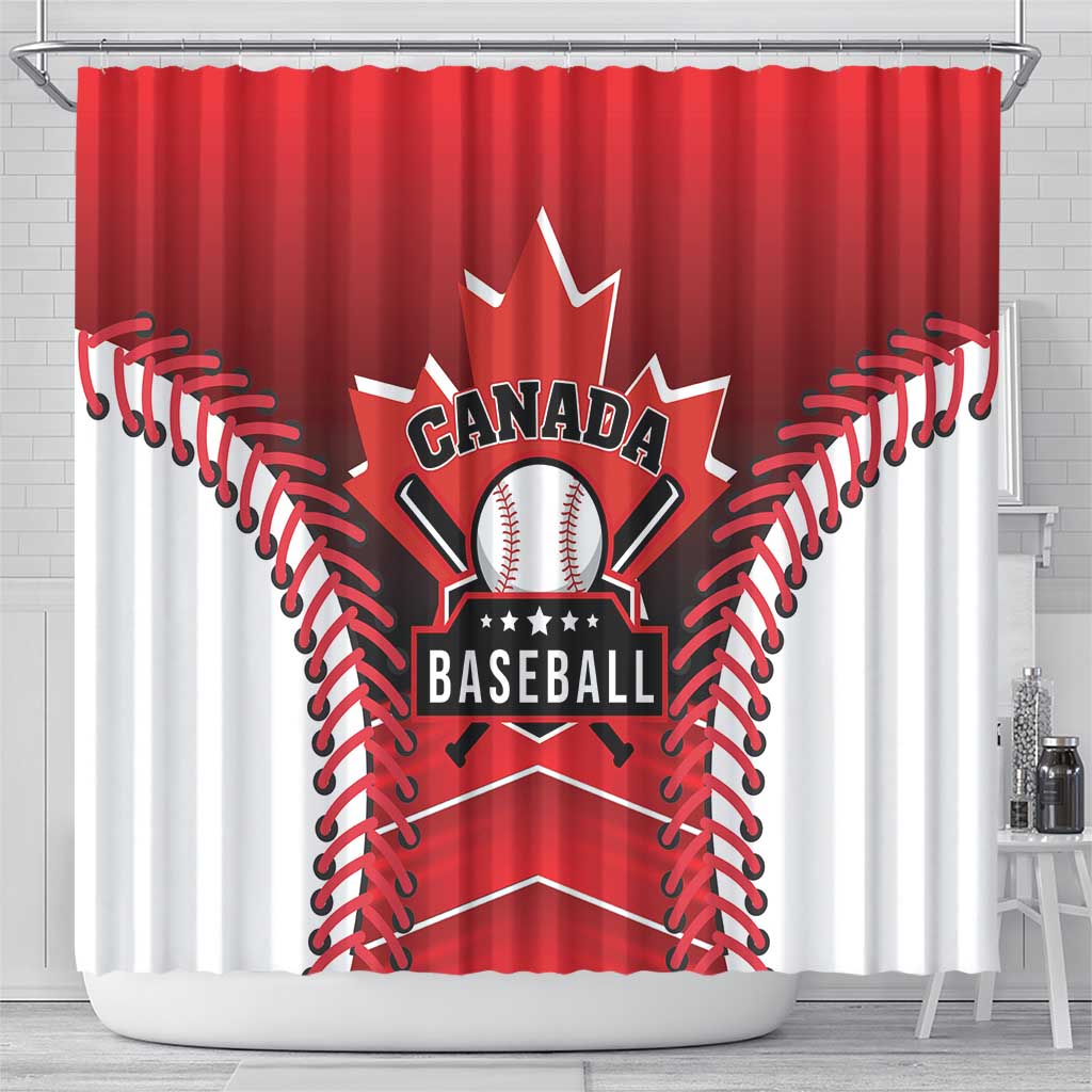Canada Baseball Shower Curtain Go Champion The Maple Leaf LT01
