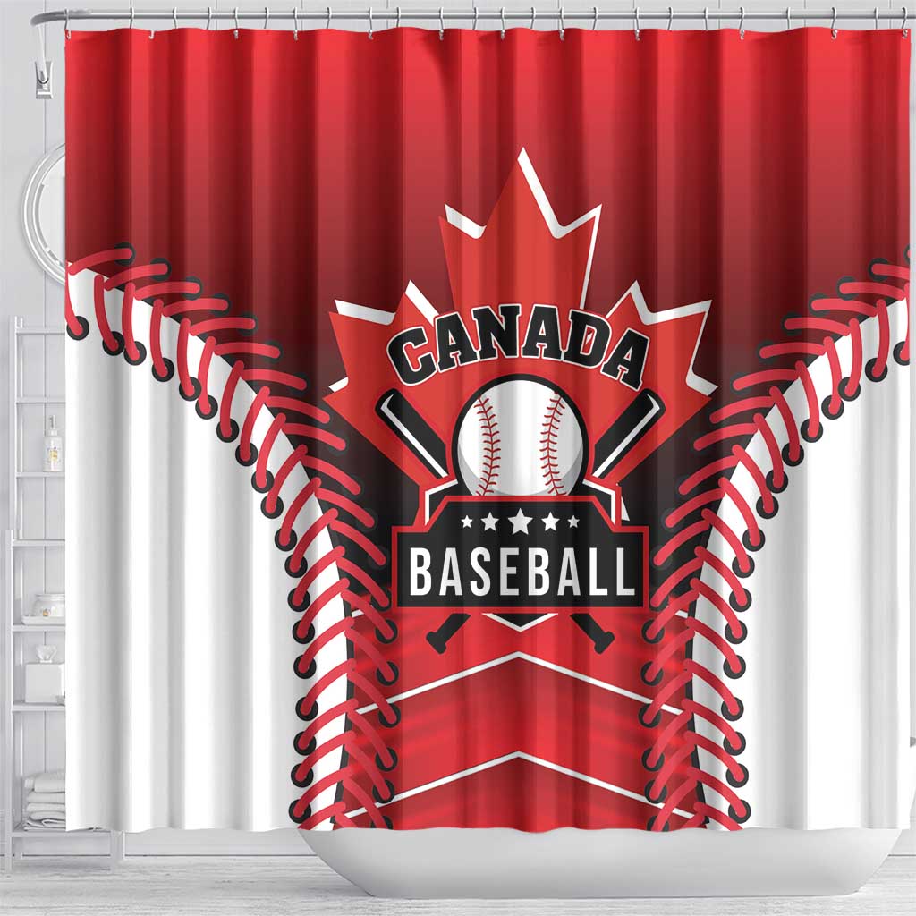 Canada Baseball Shower Curtain Go Champion The Maple Leaf LT01