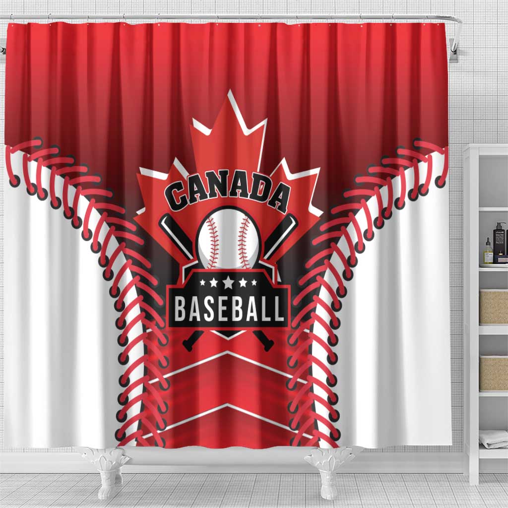 Canada Baseball Shower Curtain Go Champion The Maple Leaf LT01
