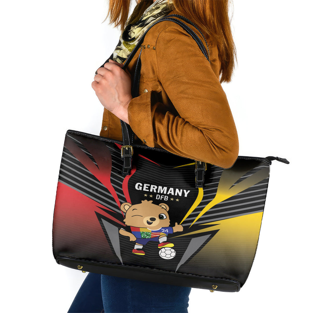 Germany 2024 Football Leather Tote Bag DFB Team Black Version LT01