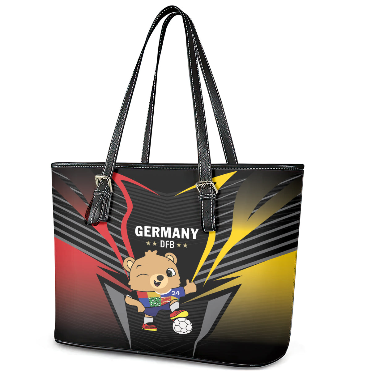 Germany 2024 Football Leather Tote Bag DFB Team Black Version LT01