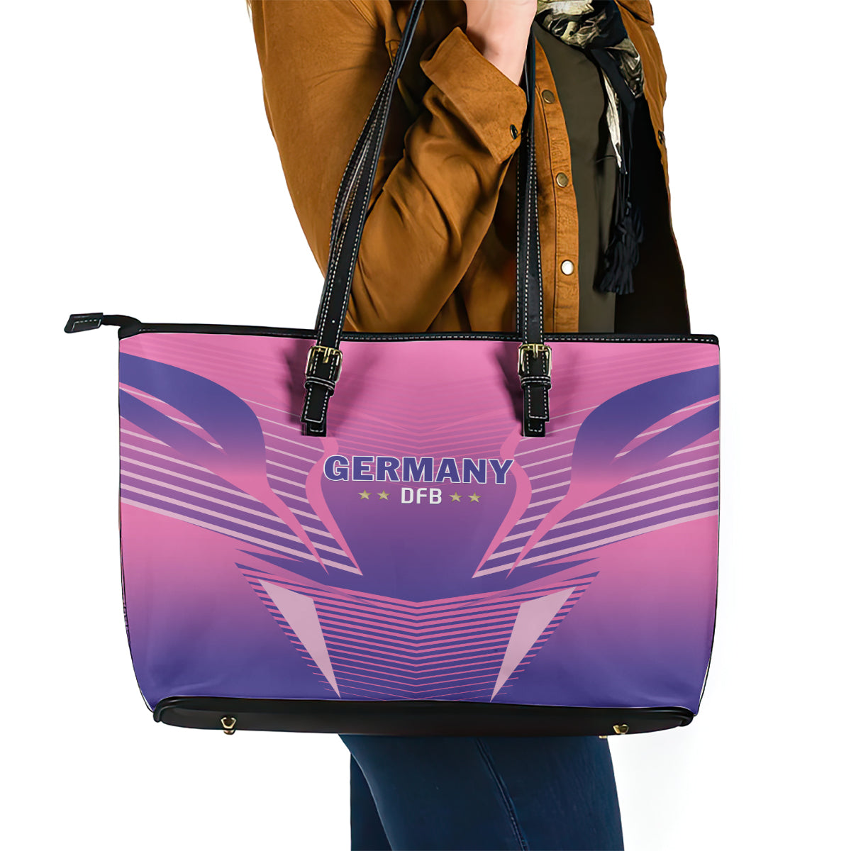 Germany 2024 Football Leather Tote Bag DFB Team Pink Version LT01