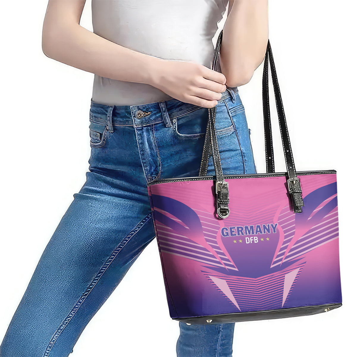 Germany 2024 Football Leather Tote Bag DFB Team Pink Version LT01