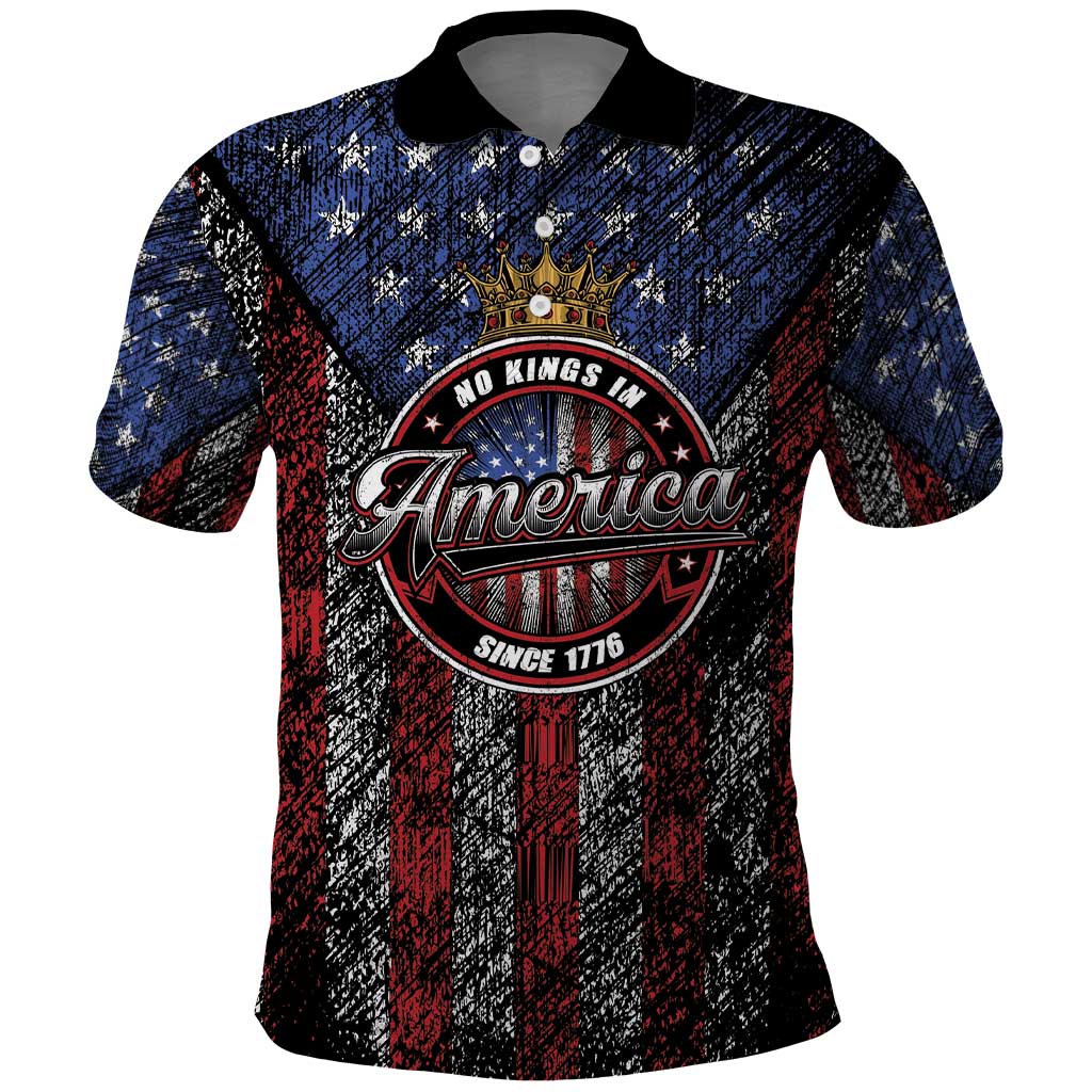 No Kings In America Since 1777 Polo Shirt Retro Vibe LT01