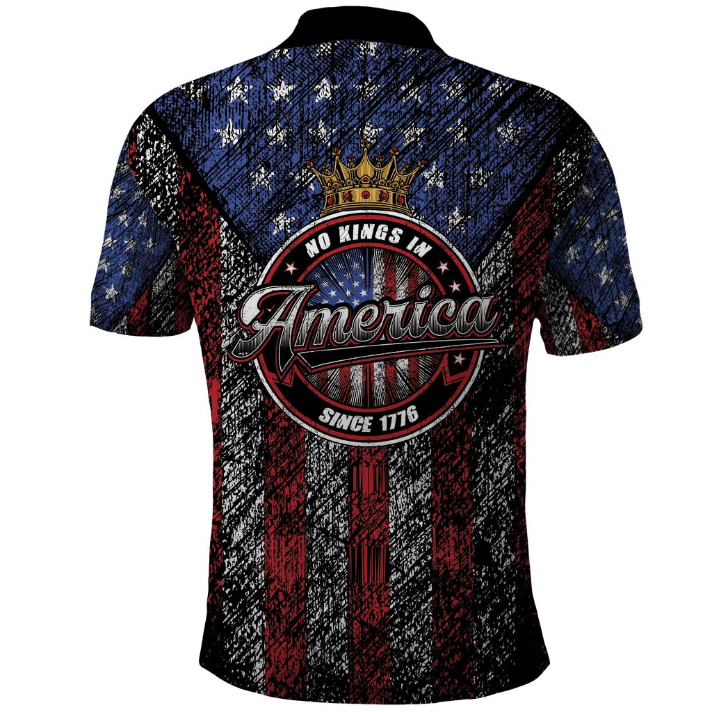 No Kings In America Since 1777 Polo Shirt Retro Vibe LT01