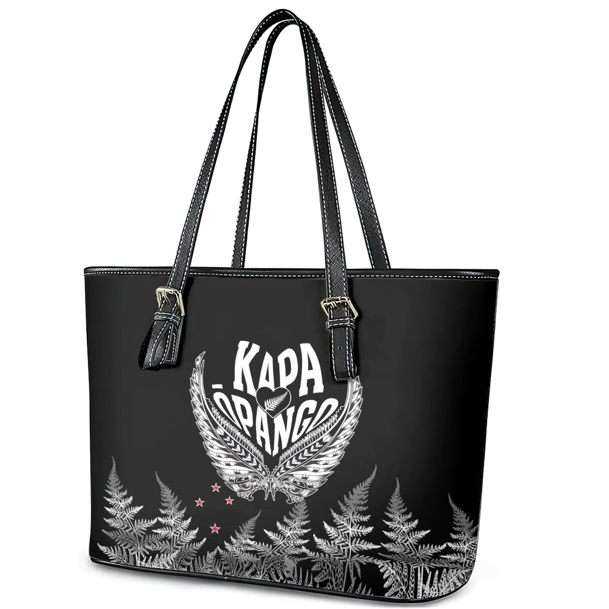 Custom New Zealand Rugby Leather Tote Bag NZ Opango Forever Silver Fern Heart LT01