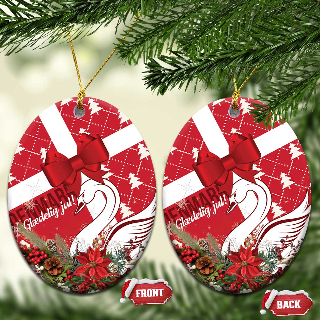 Denmark Christmas Ceramic Ornament Coquette Bow With Swan LT01