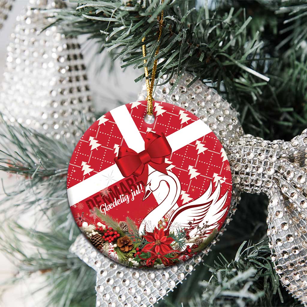 Denmark Christmas Ceramic Ornament Coquette Bow With Swan LT01