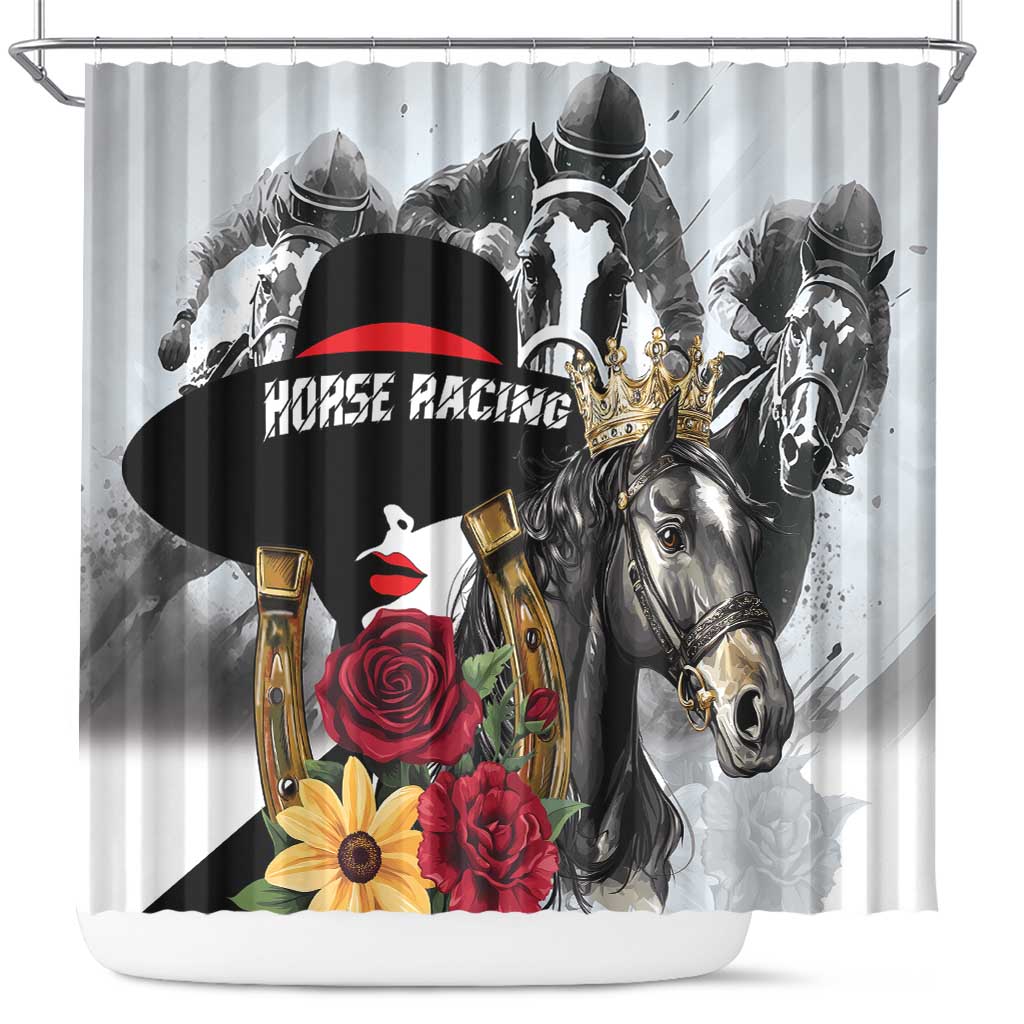 Horse Racing Shower Curtain Derby Lady Triple Flowers LT01