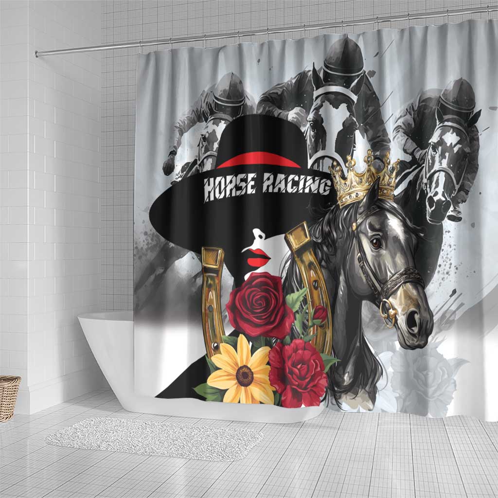 Horse Racing Shower Curtain Derby Lady Triple Flowers LT01