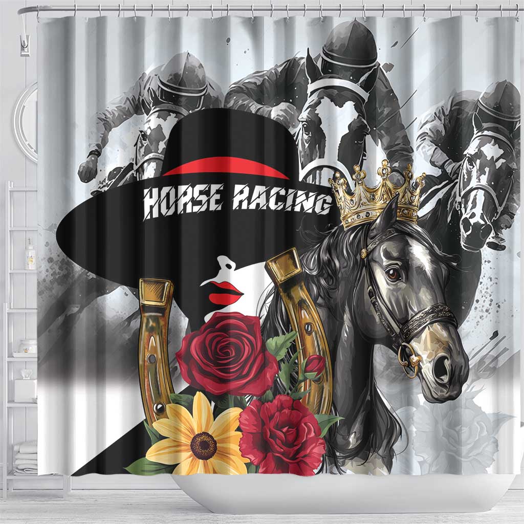 Horse Racing Shower Curtain Derby Lady Triple Flowers LT01