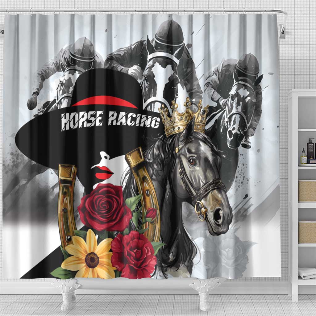 Horse Racing Shower Curtain Derby Lady Triple Flowers LT01