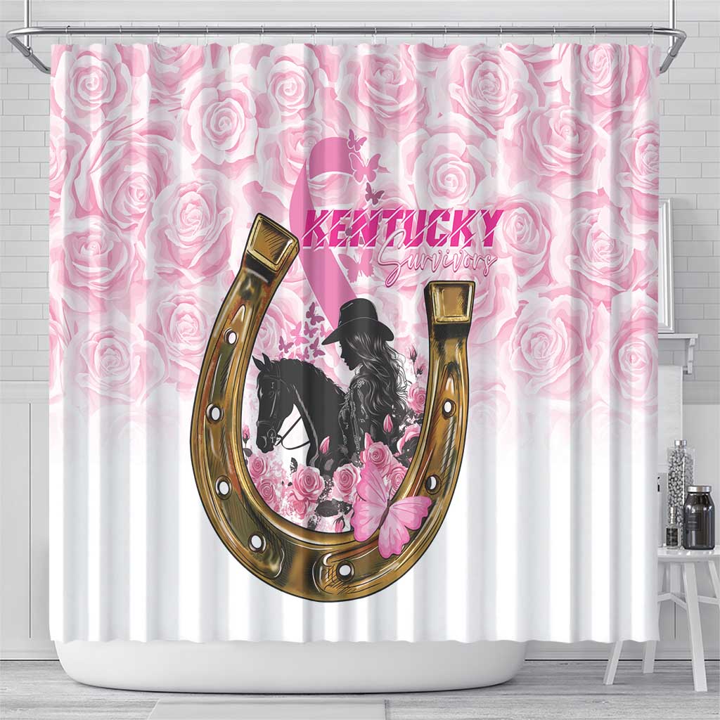 Kentucky Survivors Shower Curtain Horse Derby Lady Pink Roses LT01