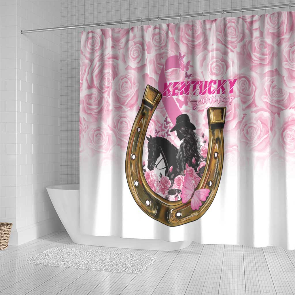 Kentucky Survivors Shower Curtain Horse Derby Lady Pink Roses LT01