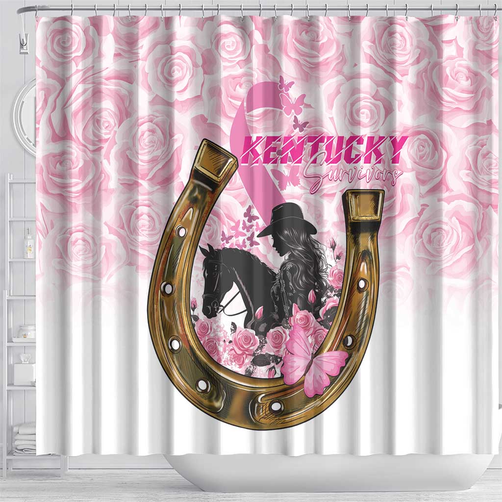 Kentucky Survivors Shower Curtain Horse Derby Lady Pink Roses LT01
