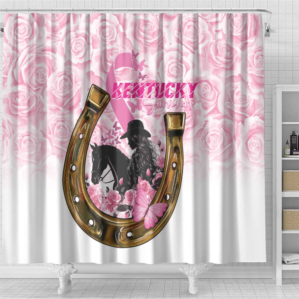 Kentucky Survivors Shower Curtain Horse Derby Lady Pink Roses LT01