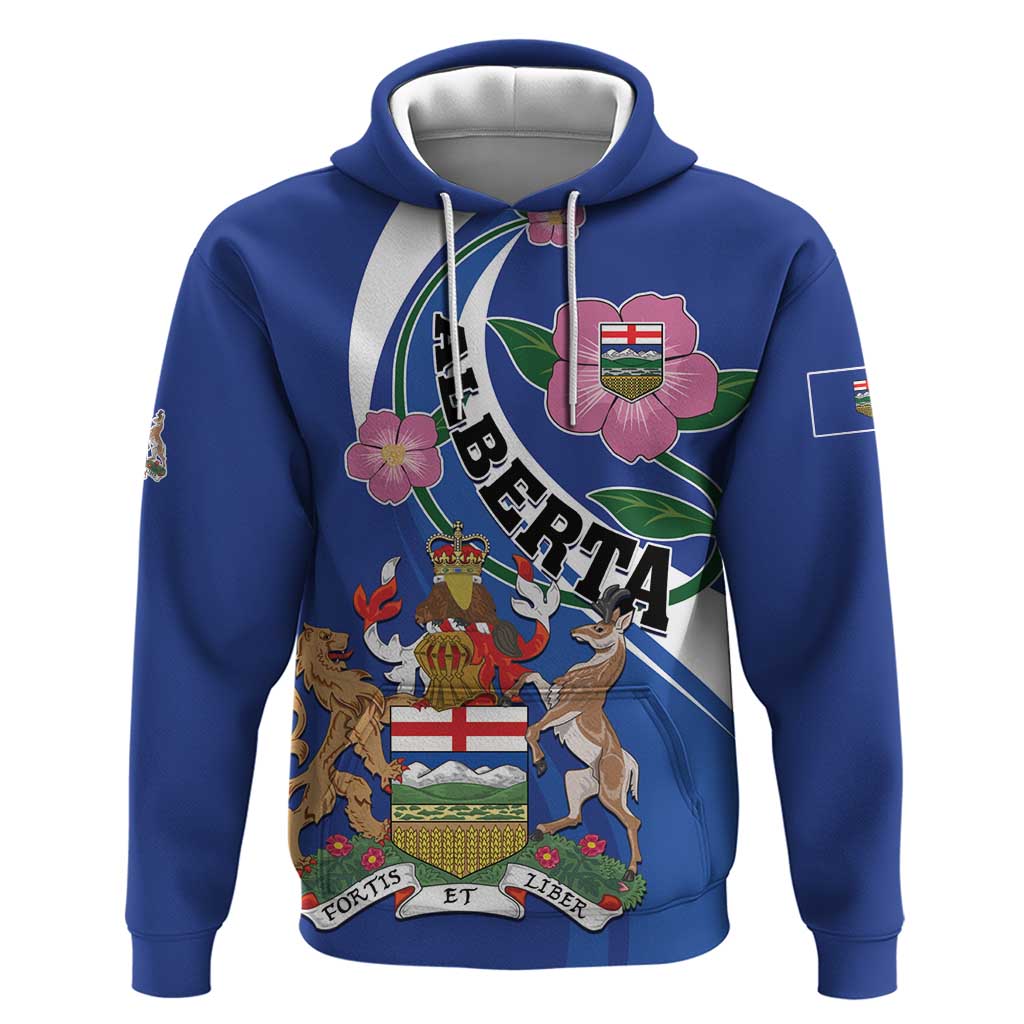 Personalized Canada Alberta Province Hoodie Wild Rose Fortis et liber LT01