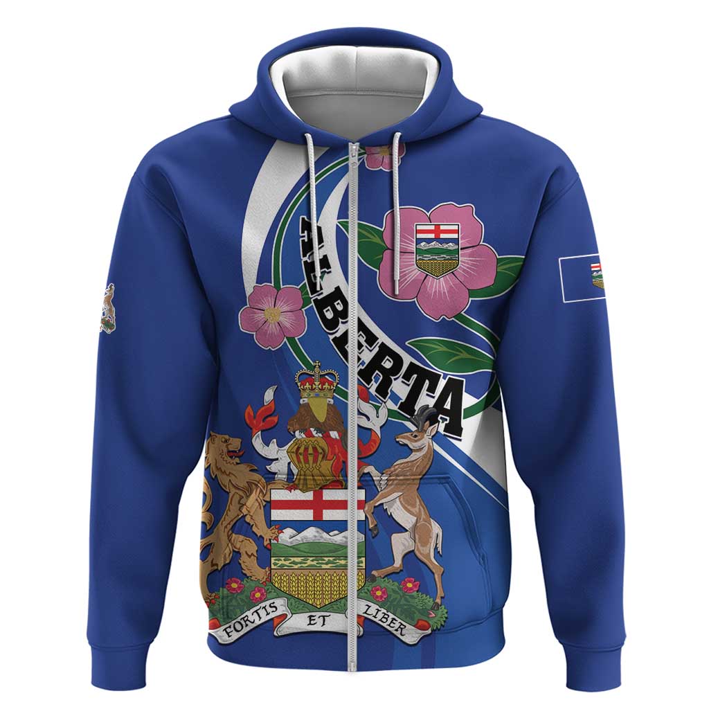 Personalized Canada Alberta Province Hoodie Wild Rose Fortis et liber LT01