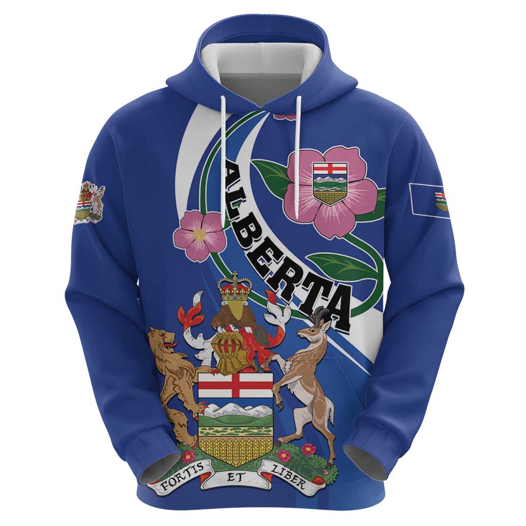 Personalized Canada Alberta Province Hoodie Wild Rose Fortis et liber LT01