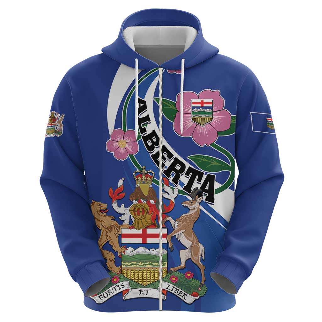 Personalized Canada Alberta Province Hoodie Wild Rose Fortis et liber LT01