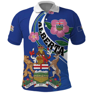 Personalized Canada Alberta Province Polo Shirt Wild Rose Fortis et liber LT01