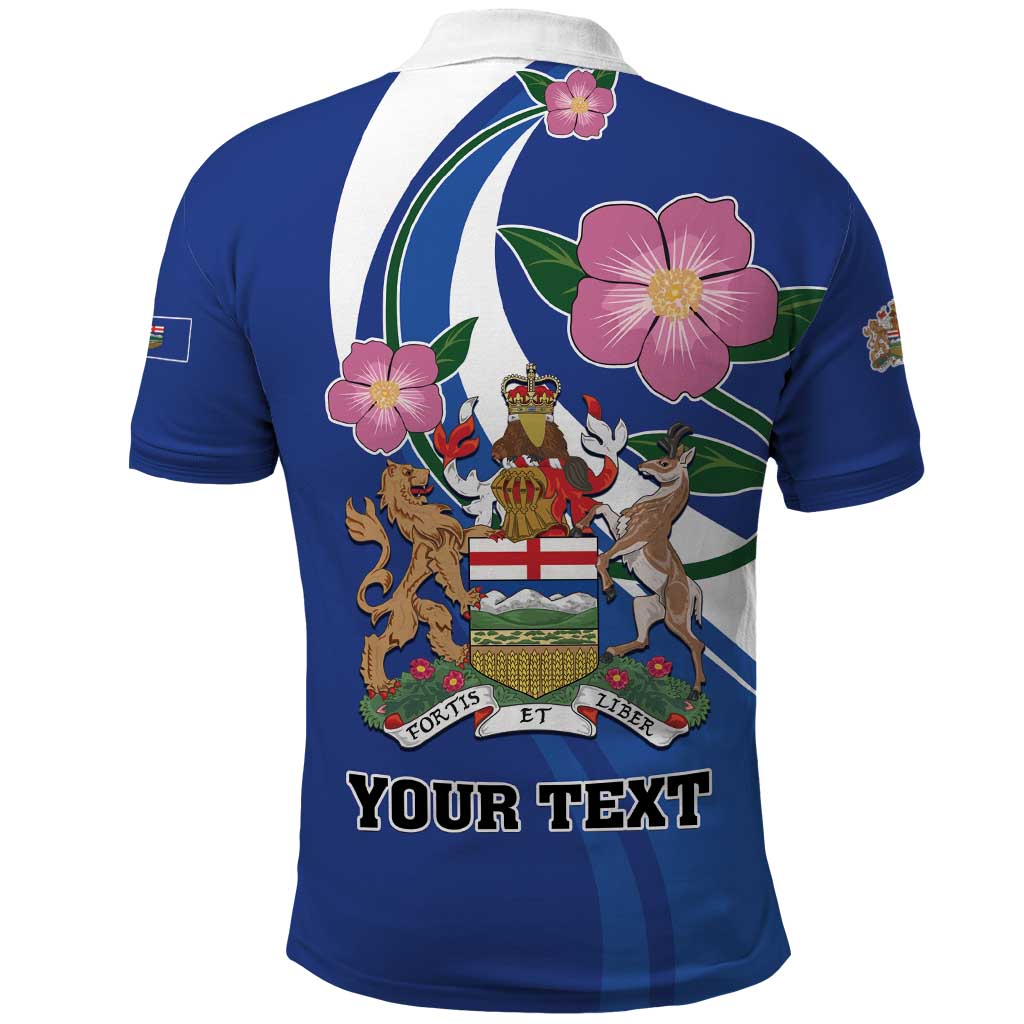Personalized Canada Alberta Province Polo Shirt Wild Rose Fortis et liber LT01