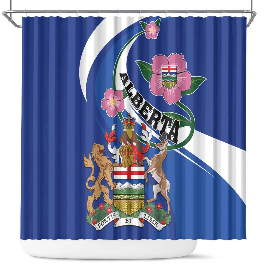 Canada Alberta Province Shower Curtain Wild Rose Fortis et liber LT01