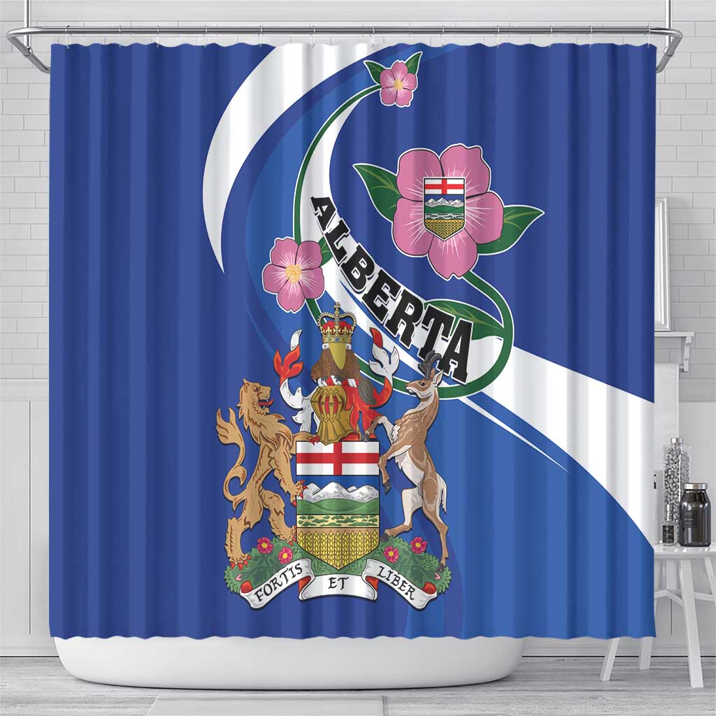 Canada Alberta Province Shower Curtain Wild Rose Fortis et liber LT01