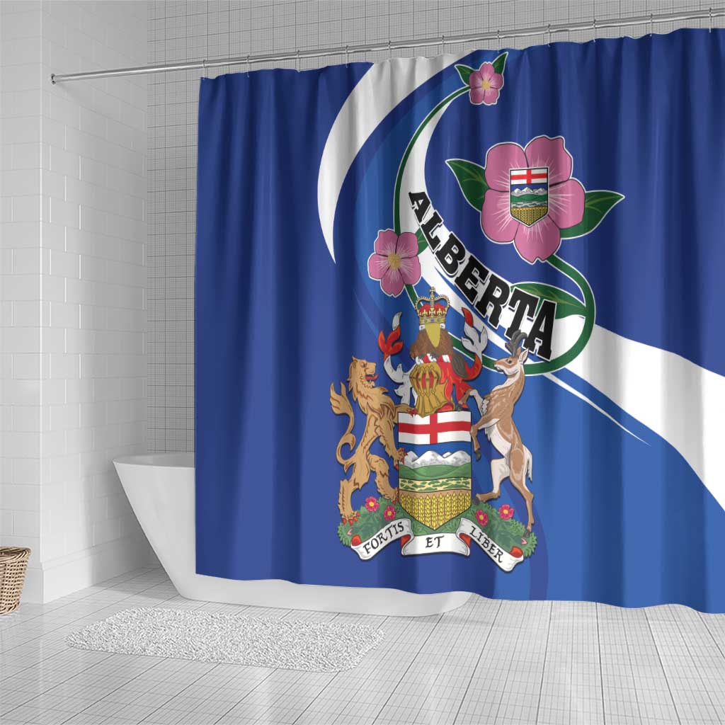 Canada Alberta Province Shower Curtain Wild Rose Fortis et liber LT01