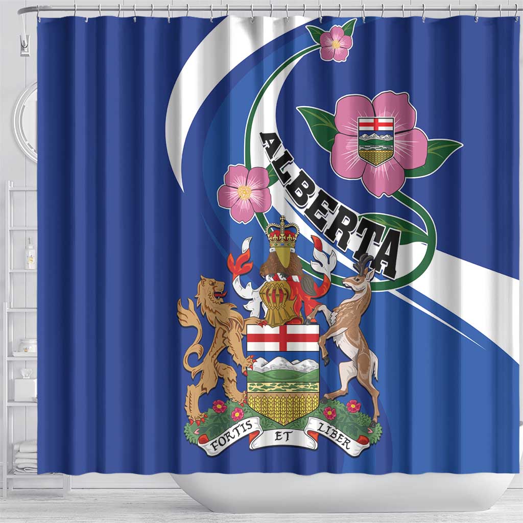 Canada Alberta Province Shower Curtain Wild Rose Fortis et liber LT01