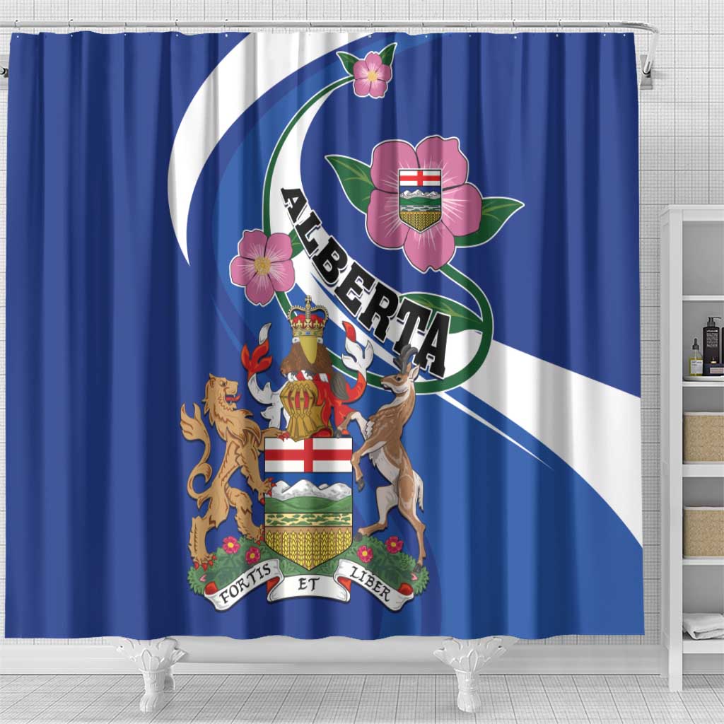 Canada Alberta Province Shower Curtain Wild Rose Fortis et liber LT01
