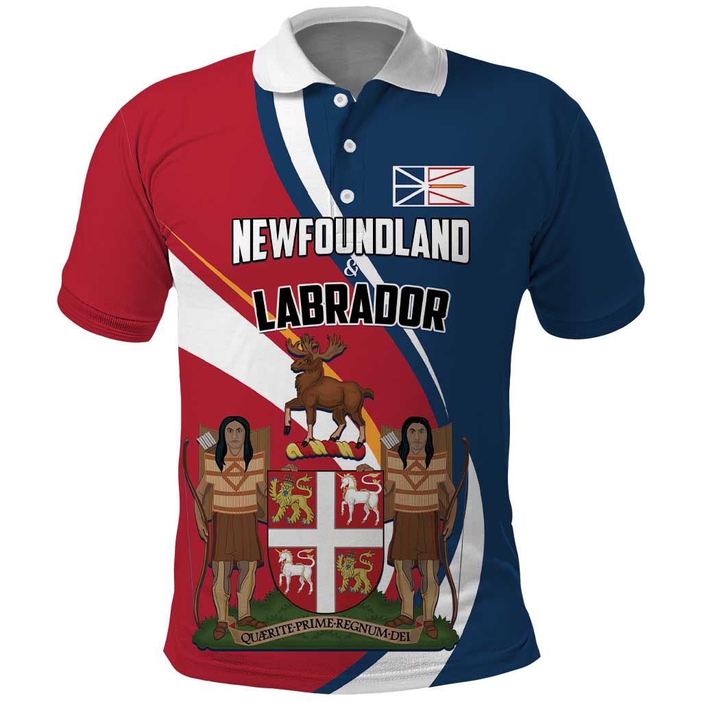 Personalized Canada Newfoundland and Labrador Province Polo Shirt Quaerite prime regnum Dei LT01