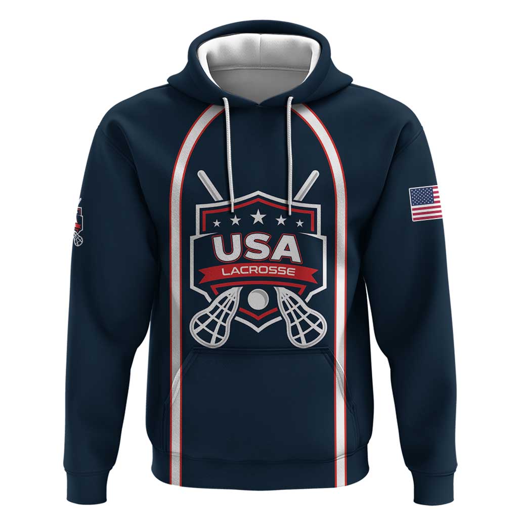 Custom USA 2025 Lacrosse Hoodie USA Growing the Game Blue Version LT01