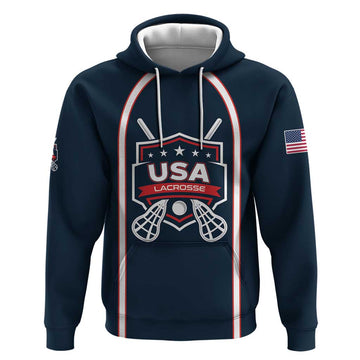 Custom USA 2025 Lacrosse Hoodie USA Growing the Game Blue Version LT01