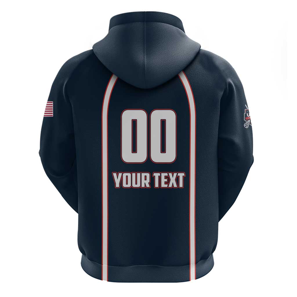 Custom USA 2025 Lacrosse Hoodie USA Growing the Game Blue Version LT01
