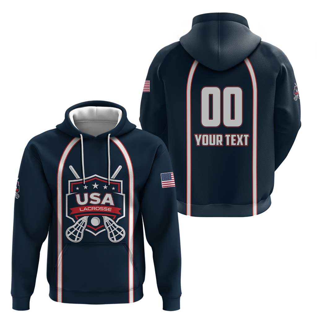 Custom USA 2025 Lacrosse Hoodie USA Growing the Game Blue Version LT01