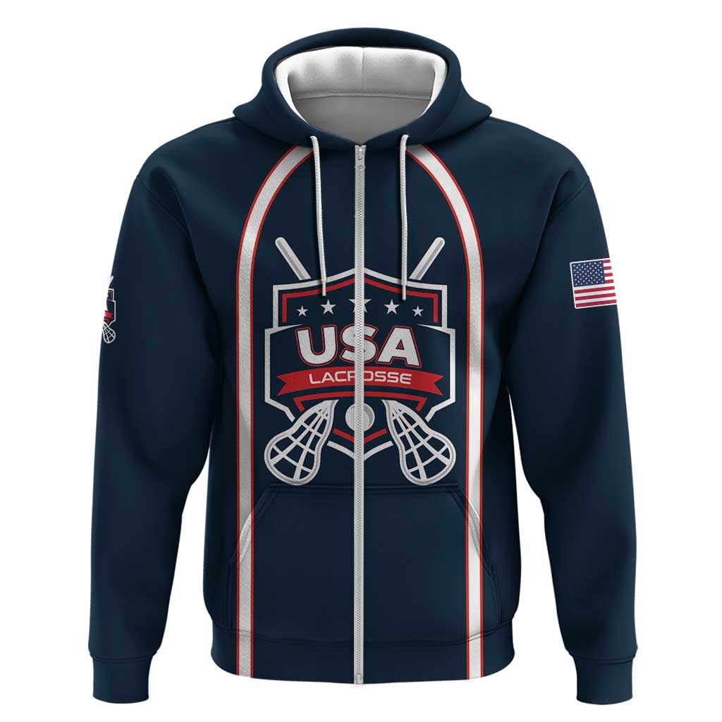 Custom USA 2025 Lacrosse Hoodie USA Growing the Game Blue Version LT01