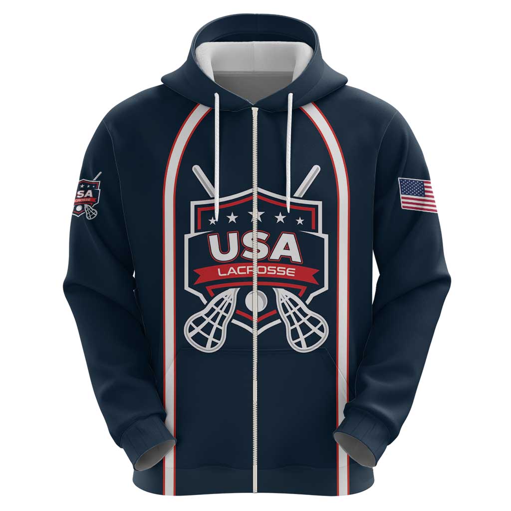Custom USA 2025 Lacrosse Hoodie USA Growing the Game Blue Version LT01