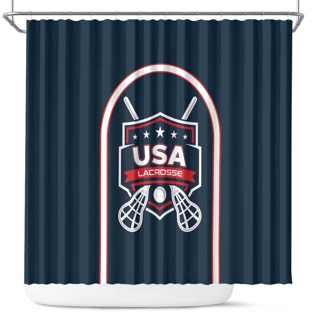 USA 2025 Lacrosse Shower Curtain USA Growing the Game Blue Version LT01