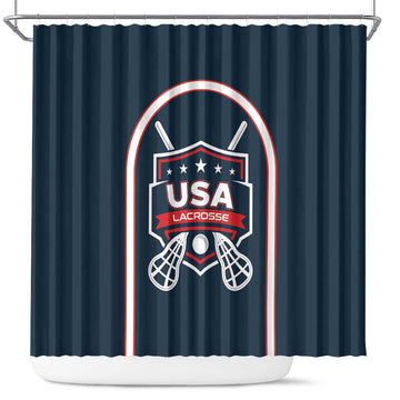 USA 2025 Lacrosse Shower Curtain USA Growing the Game Blue Version LT01