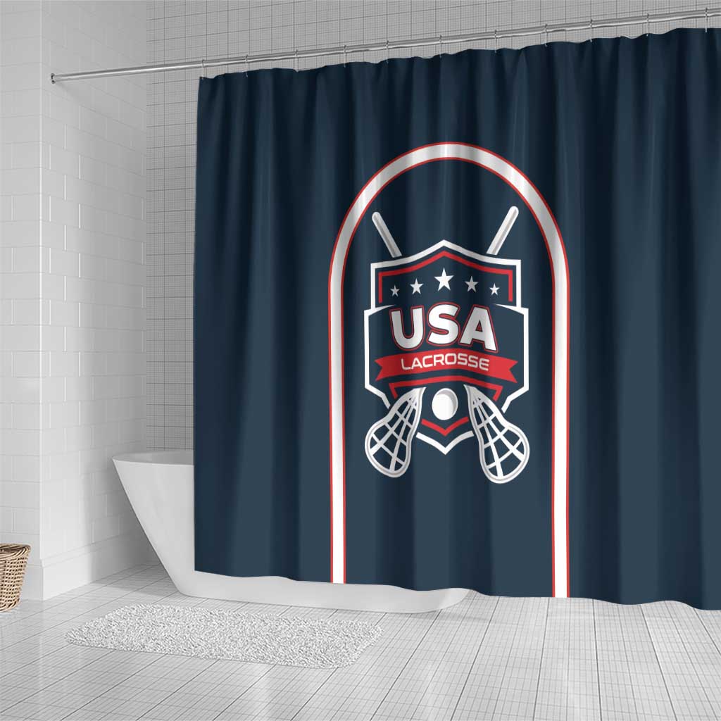 USA 2025 Lacrosse Shower Curtain USA Growing the Game Blue Version LT01