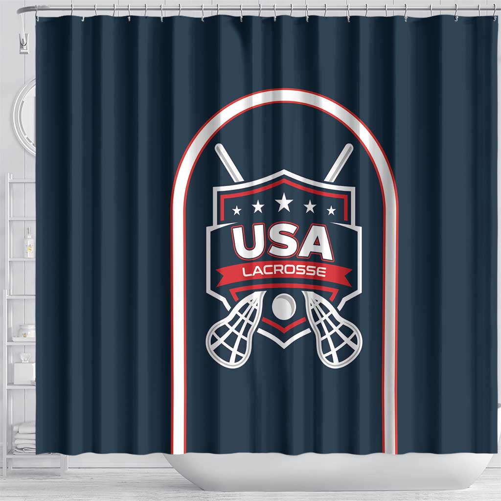 USA 2025 Lacrosse Shower Curtain USA Growing the Game Blue Version LT01