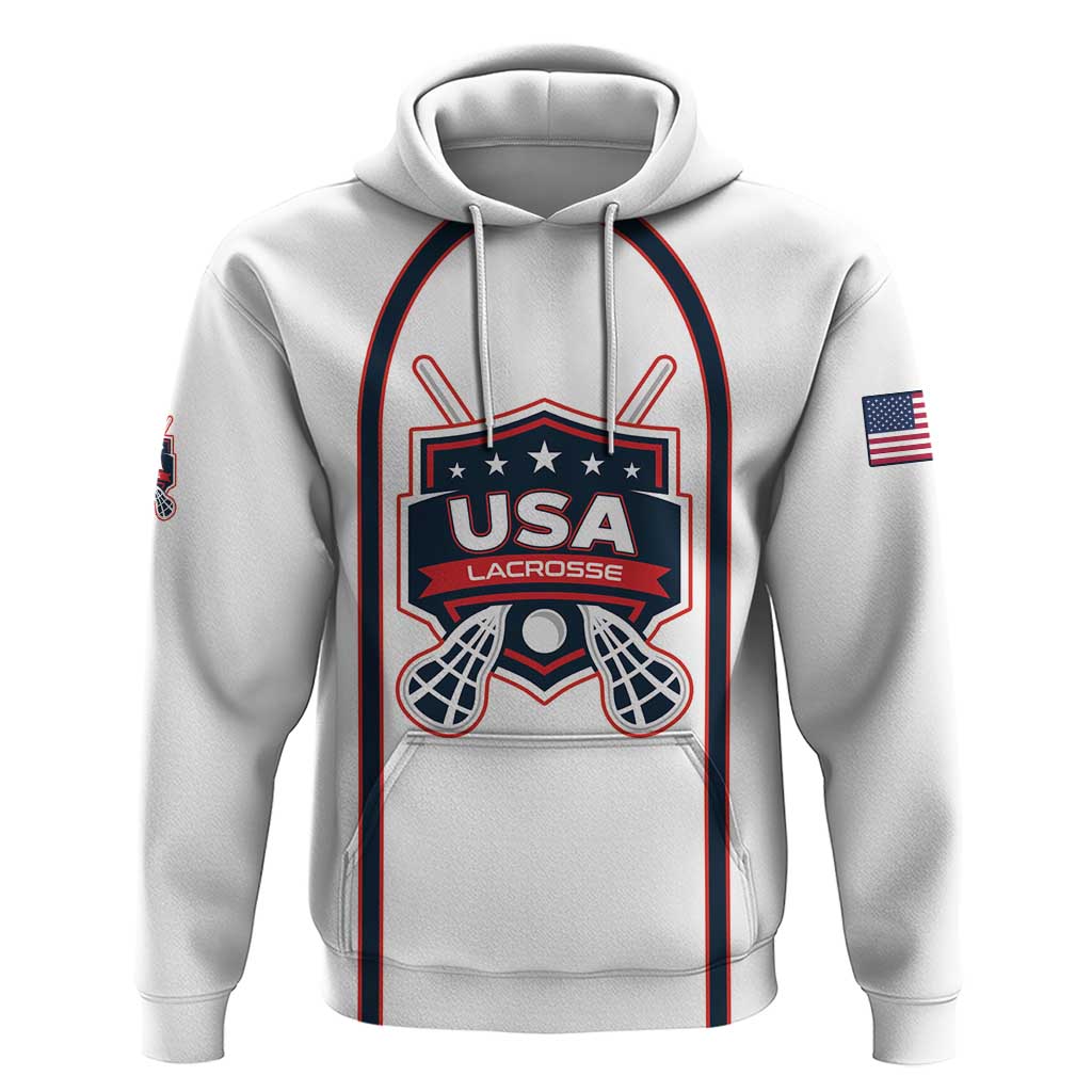 Custom USA 2025 Lacrosse Hoodie USA Growing the Game White Version LT01