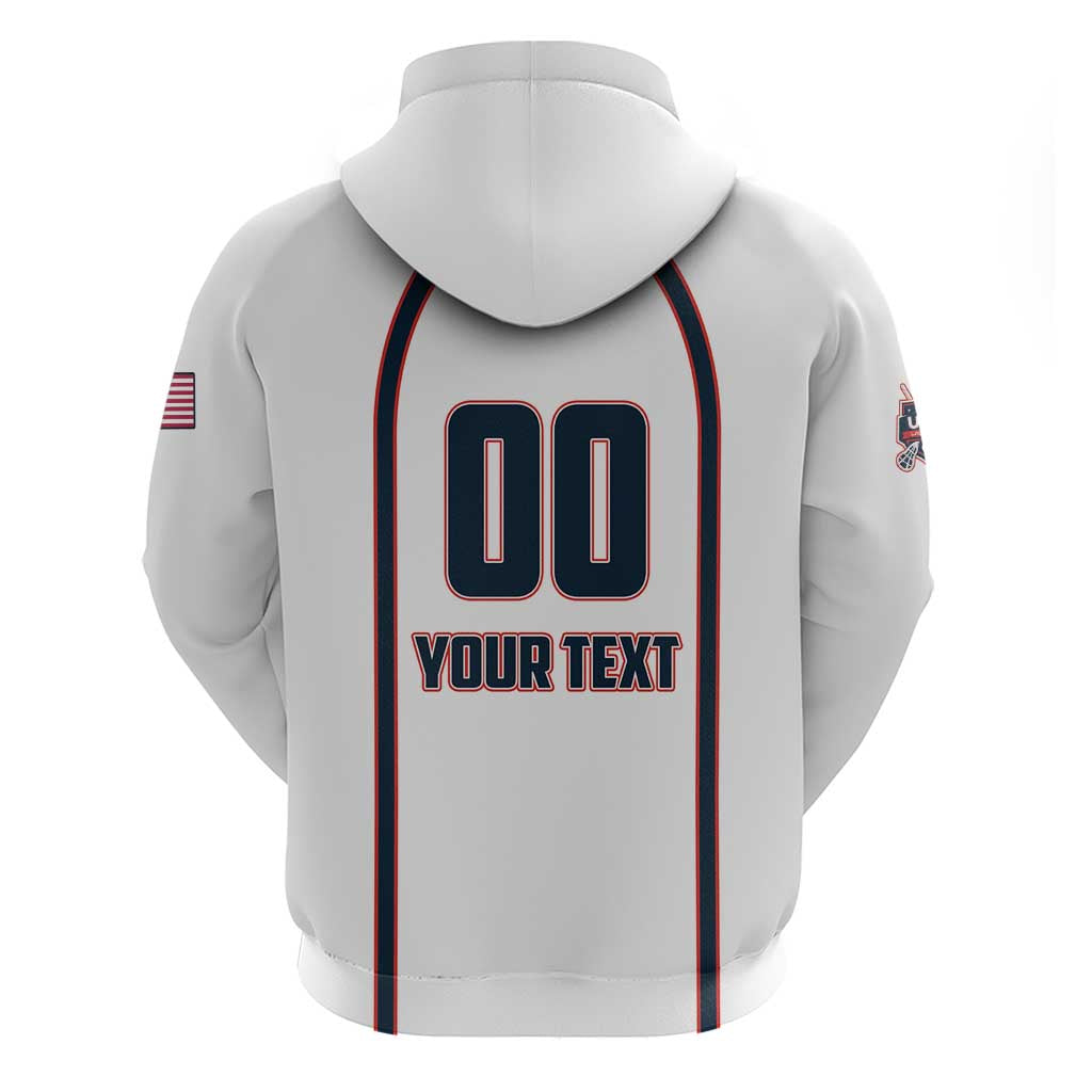 Custom USA 2025 Lacrosse Hoodie USA Growing the Game White Version LT01