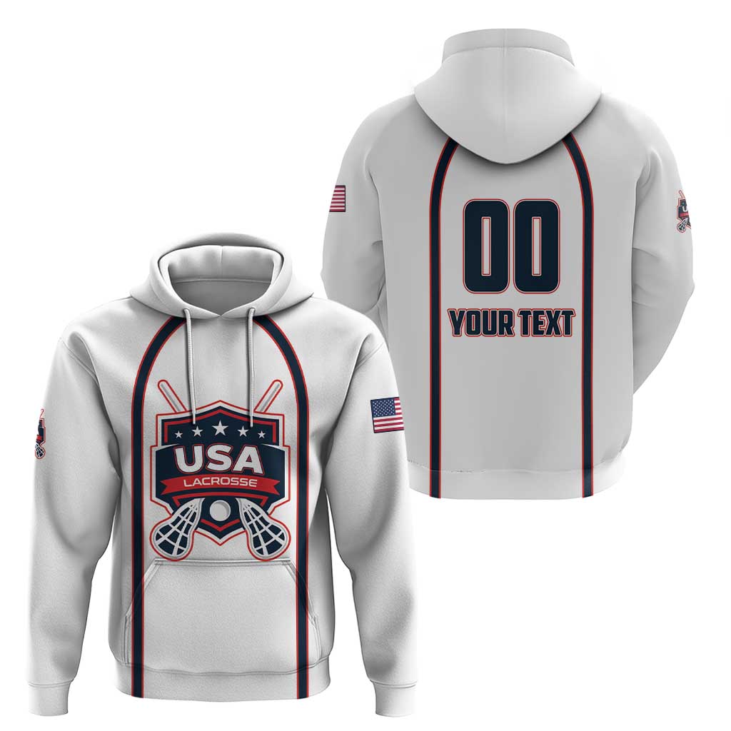 Custom USA 2025 Lacrosse Hoodie USA Growing the Game White Version LT01