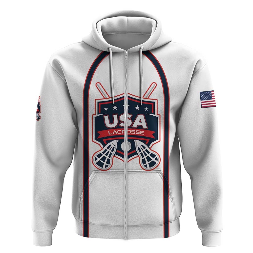 Custom USA 2025 Lacrosse Hoodie USA Growing the Game White Version LT01