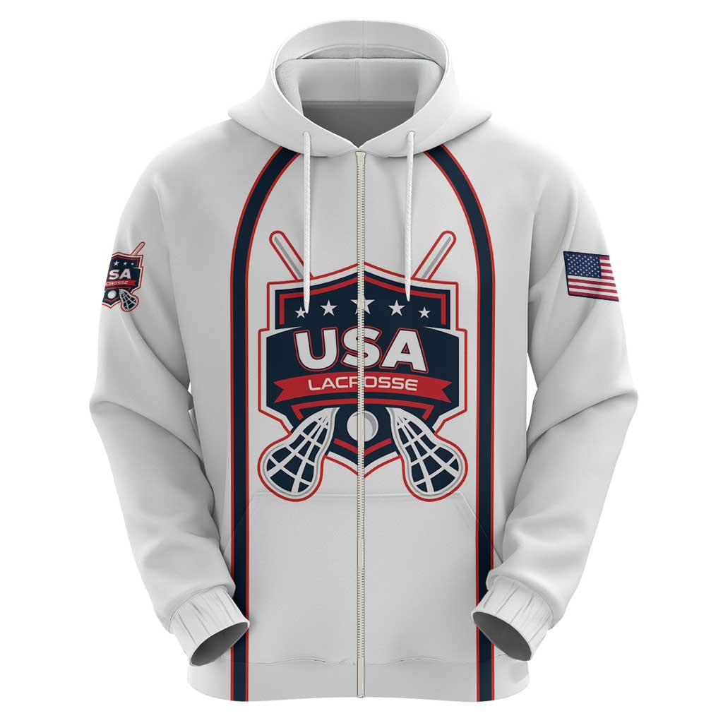 Custom USA 2025 Lacrosse Hoodie USA Growing the Game White Version LT01